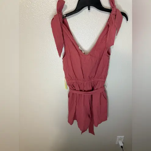Summersalt New NWT  Women's The Going Places Gauze Tie-Shoulder Romper Faded Rose