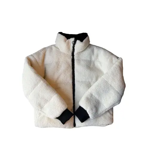 NVLT Creme Berber Faux Down Cropped Puffer Jacket