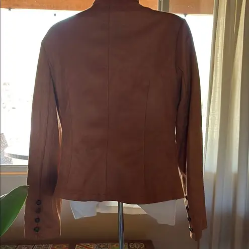 Rust colored faux Suede Military Field Jacket Tan Size M