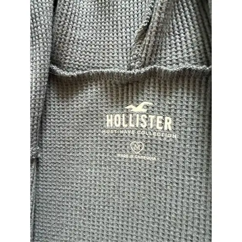 Hollister  Slate Blue Gray Waffle Knit Cropped Full Zip Hoodie Women's Medium