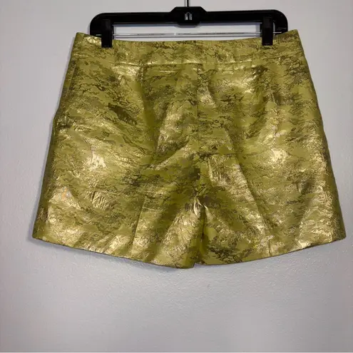 Anthropologie Leifsdottir Yellow Metallic Gold Brocade High Waist Shorts Sz 6