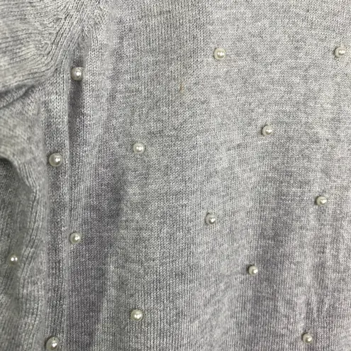 Sejour Women Grey Button Down Cardigan Size 1X Faux Pearl Preppy Feminine Dainty Gray - Image 3
