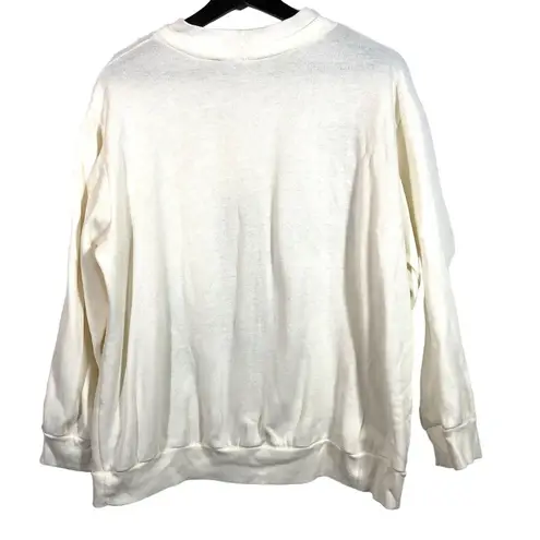 Blair Retro White Sweatshirt Morning Glories Vintage Graphic Print Floral Large