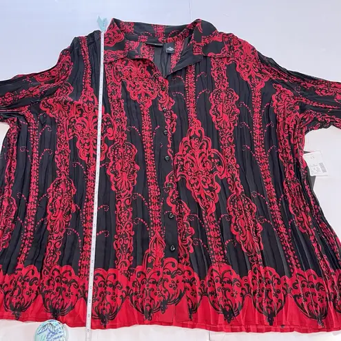 Maggie Barnes Purple Black Sheer Button Up Blouse Size 5X