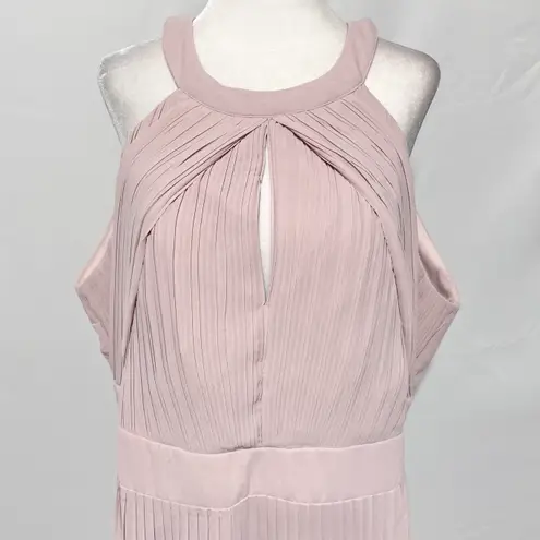 TFNC New Plus Pleated Chiffon Slit Maxi Bridesmaid Dress Pink Mink Size 18