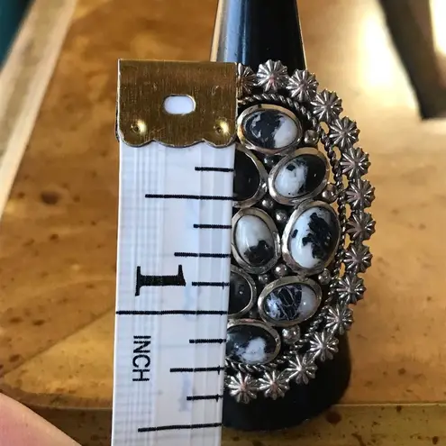 Genuine White Buffalo Sterling Silver Statement Ring 9