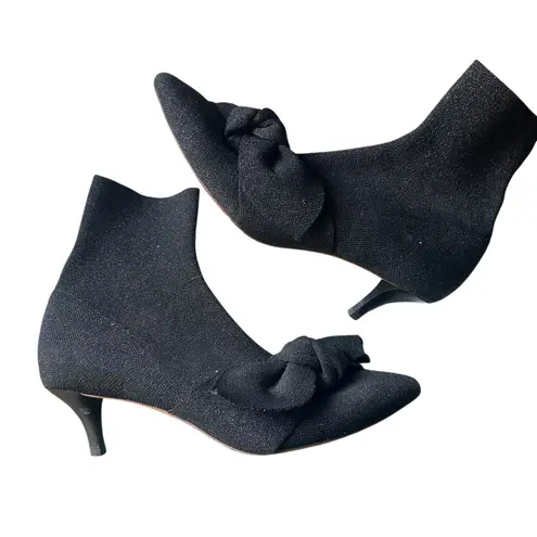 Loeffler Randall LOEFFLER RANDALL Kassidy Knit Kitten Heel Booties Glitter Black Sz 8.5