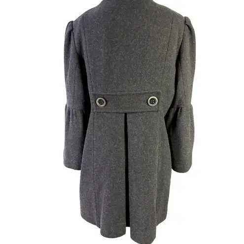 Miss Sixty Wool Blend Military Coat Gray XL Funnel Neck Bell Sleeves Mod