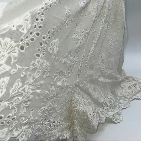 Zimmermann Off-White Women's Embroidered Eyelet Silk Romper w/Spaghetti Straps-0