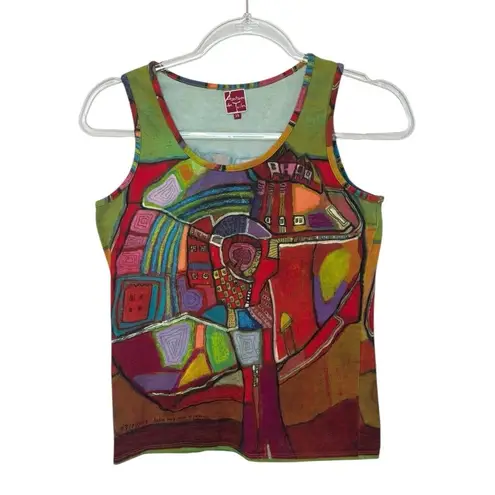 AVENTURES DES TOILES Francis Berthault French Bold Abstract Art Tank Top Size 38