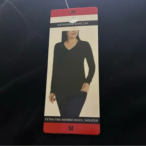 Katherine Barclay Extra Fine Marino Wool Sweater, Black Medium NWT