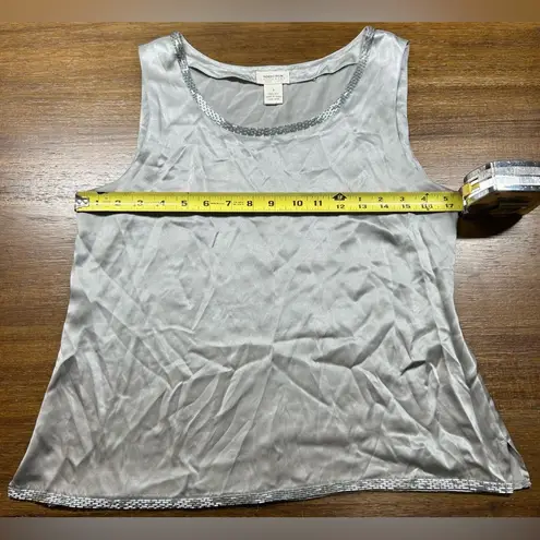 Nordstrom Intimates Size S 100% Silk Silver Sequin Hemmed Tank Top