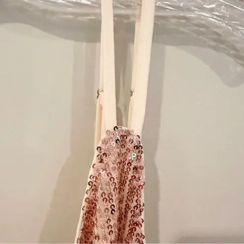 NWT Kate Kasin Sequin Glitter Party Dress One Shoulder Spaghetti Straps Size XL Gold