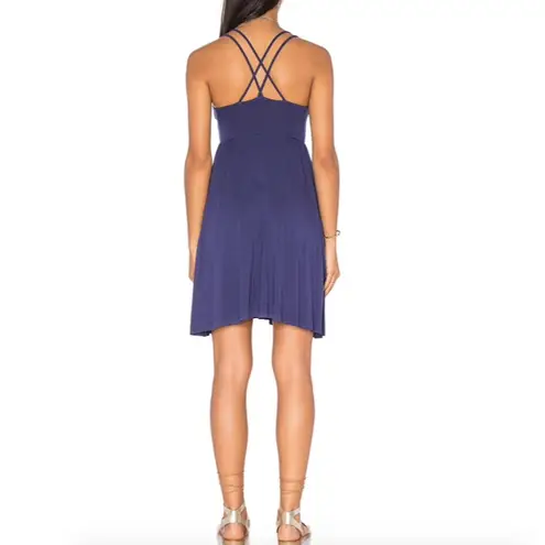 LA Made New Criss Cross Double Strap Wrap Asymmetric Mini Dress Taupe