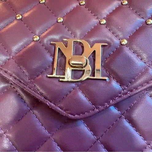 Badgley Mischka Purple Crossbody Bag with Gold Hardware and Quilted Design