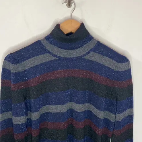 Lauren Ralph Lauren shimmering colorblock striped mockneck sweater size L Blue Size L