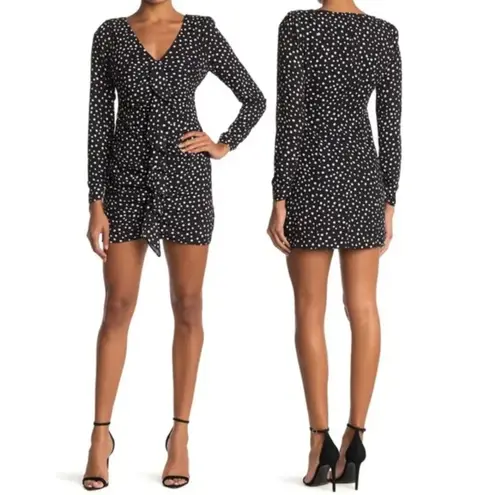 Likely Corinne Black & White Polka Dot Ruffle Long Sleeve Mini Dress
