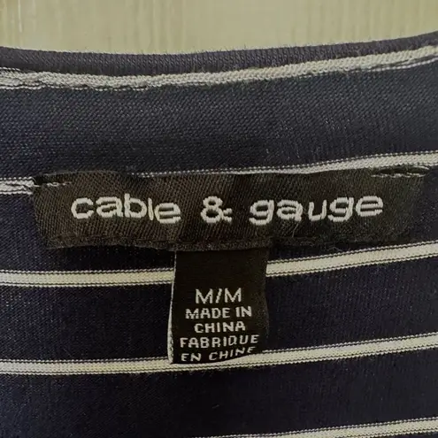 Cable & Gauge blue and white striped short sleeved shirt