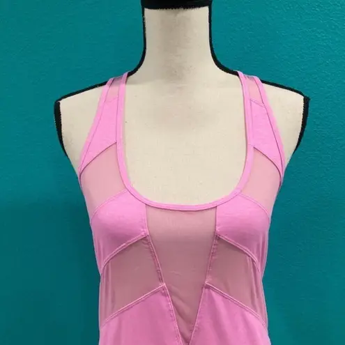 Lululemon  White If You’re Lucky Mesh Tank top in Bubble Gum pink