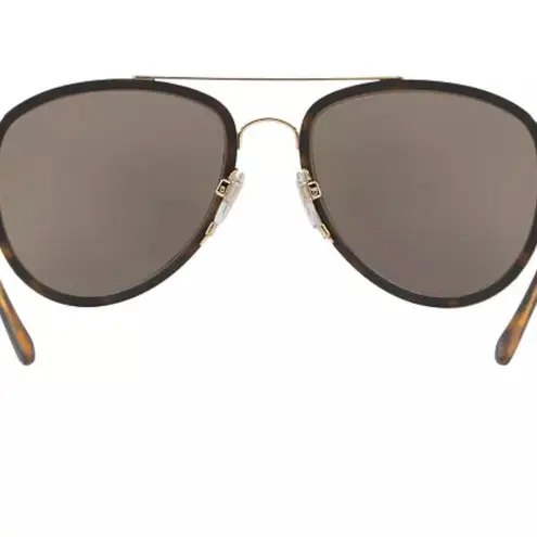  Tortoise Shell Aviator Sunglasses with Burberry Print sides