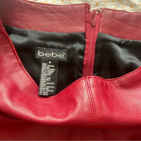 Bebe  Genuine Red Leather Skirt