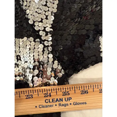 VTG Maurada Sequin Checkered Top Womens XL Black Silver Knit Glam Party Sweater