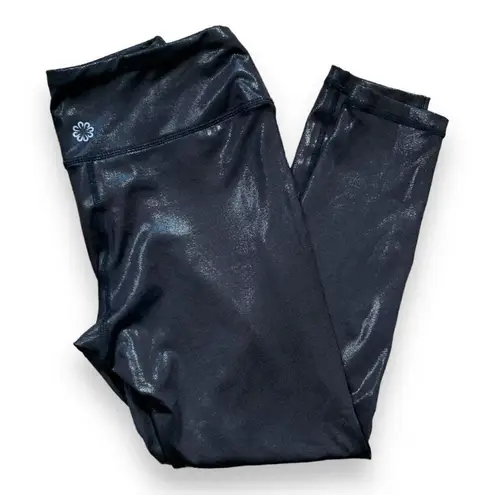 Pro Player Leggings Glossy Black Cropped Stretch Moisture Wicking Workout Small