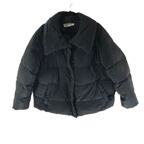 Ava & Viv Womens Black Puffer Jacket Pockets 1X