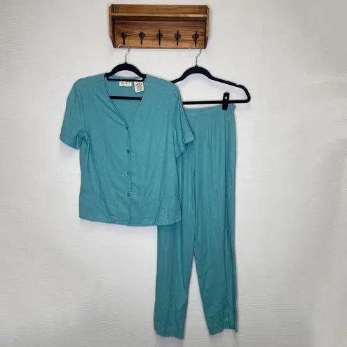 Kathie Lee | Linen Blend Blue Set Outfit Medium 8