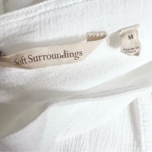Soft Surroundings White Cotton Layered Blouse Casual Top Size Medium