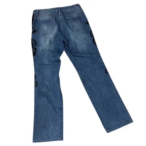 Per Se Velvet Trim Jeans in Blue Denim Size 12 EUC