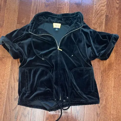 St. John Black Teddy Jacket Plush Velour Zip-Up