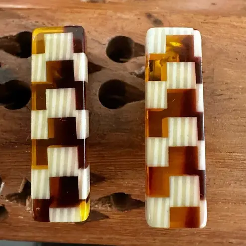 Nat + Noor checkered pattern earrings