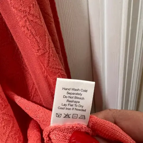 Sigrid Olsen White Embroidered Tunic Dress with Coral Cardigan Set Medium