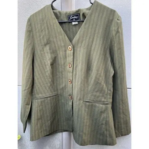 Vintage Sweet Suit Women’s Sz 12 Dress Jacket Tan Brown City Brown Button Green