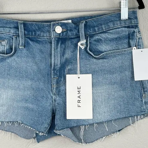 Frame  Le Cutoff Kerwin Blue Raw Hem Mid Rise Denim Jean Shorts Size 28 NWT