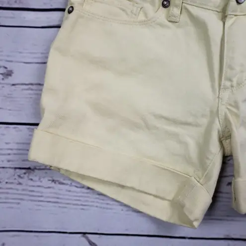 Bullhead Denim Yellow Wash Flat Front Midi Jean Shorts Junior's Size 1