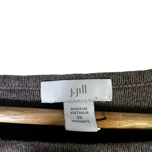 J.Jill Ruffle Long Sleeve Knit Pullover Womens 2X Taupe Grandmacore Classiccore Brown - Image 6