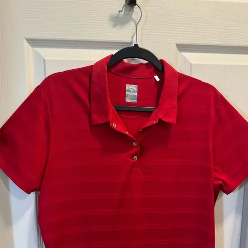 Callaway Women's Short Sleeve Golf Polo Shirt Collared 4 Button Red Sz XL