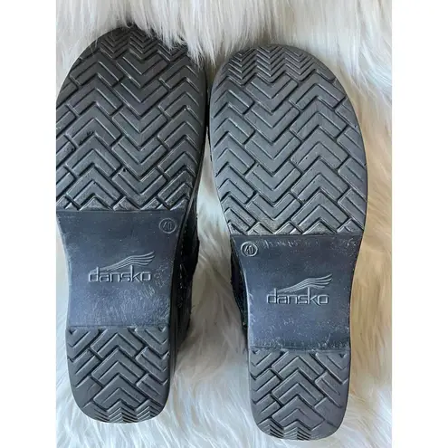 Dansko Professional Clogs - Black Tooled Leather Floral Design size 40