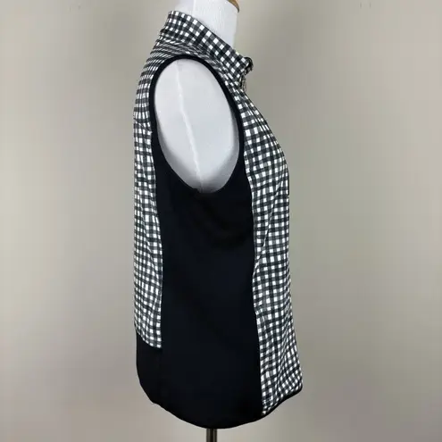 Stella Parker Vest Women XS Black White Gingham Full Zip Stretch Mock Neck UPF