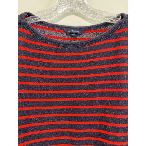 Lands End Boat Neck Striped Cotton Tunic Top Sweater Size S Red Navy Nautical Blue