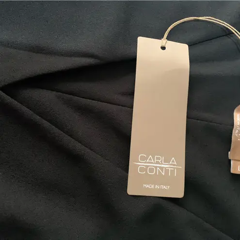 Carla Conti size large new black embroidered floral bird maxi formal dress