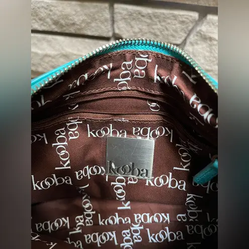 Kooba Vintage leather shoulder bag grommet purse teal blue y2k