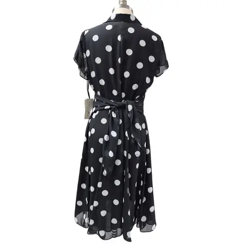 Evan Picone NWT Evan-Picone 100% Polyester Easy Does It Black/Ivory Polka Dot Dress Sz 16