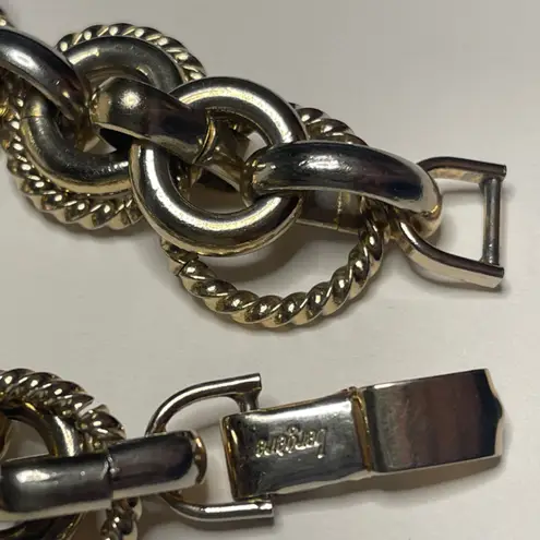 Signed Vintage BERGERE chain Bracelet Gold silver Tone circle link chain