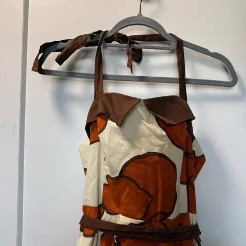 City Triangles  Y2K Halter‎ Neck Top Burnt Orange Cream Floral Fit & Flare Dress