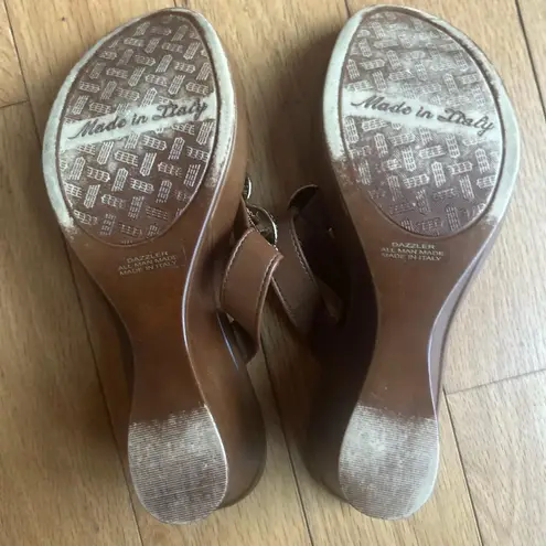 Like New Toscanella Bedazzled Made in Italy Tan Wedges Size 7