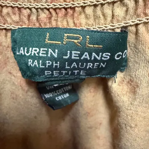 Lauren Jeans Co Ralph Floral Smocked Off Shoulder Long Sleeve Top PM Brown Red Size undefined