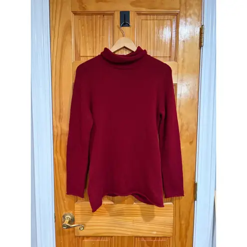 TSE Red Wool Cashmere Turtleneck Sweater M Sculptural Textured Back Minimalist